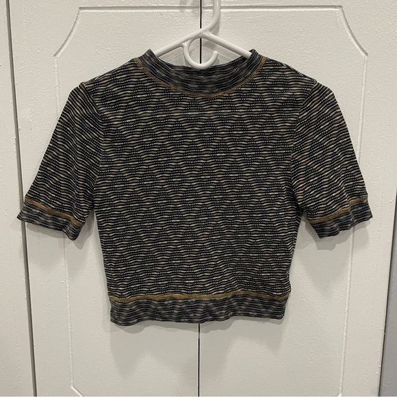 NWOT Free People Orange, White & Blue Cropped Tee - Picture 1 of 5